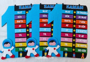ZAMAN ÇİZELGESİ PANOSU ASTRONOTLU MAVİ - Görsel 3