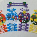 ÇOCUKLU MEVSİM KÖŞESİ PANOSU YUVARLAK MOR
