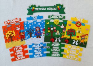 KARE ÇOCUKLU MEVSİM ŞERİDİ KÖŞESİ PANOSU - Görsel 3
